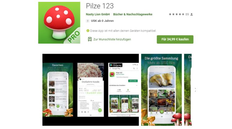 Pilze 123 - App - Screenshot Tutti i sensi