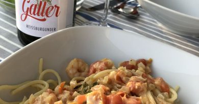 Rezept vom Bio-Weingut Galler – Spaghetti mit Garnelen und Weinsoße - Foto: Weingut Galler