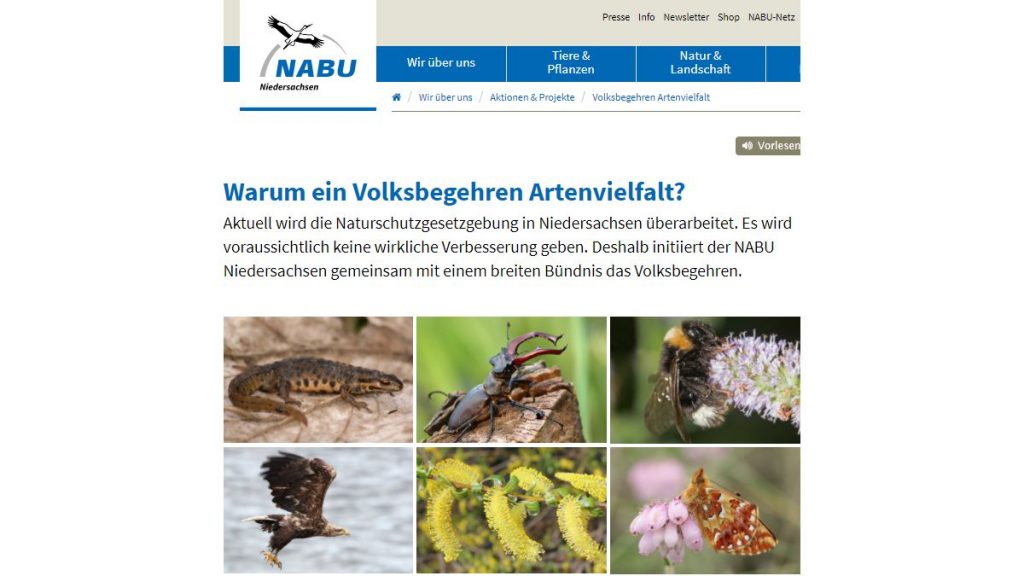 NABU zum Thema Artenvielfalt - Screenshot Tutti i sensi